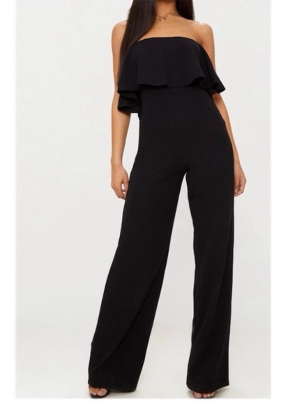 Strapless Black Wide-Leg Jumpsuit Small